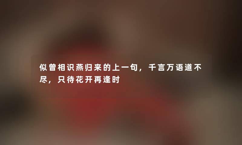 似曾相识燕归来的上一句,千言万语道不尽,只待花开再逢时 似曾相识燕归来的上一句,千言万语道不尽,只待花开再逢时