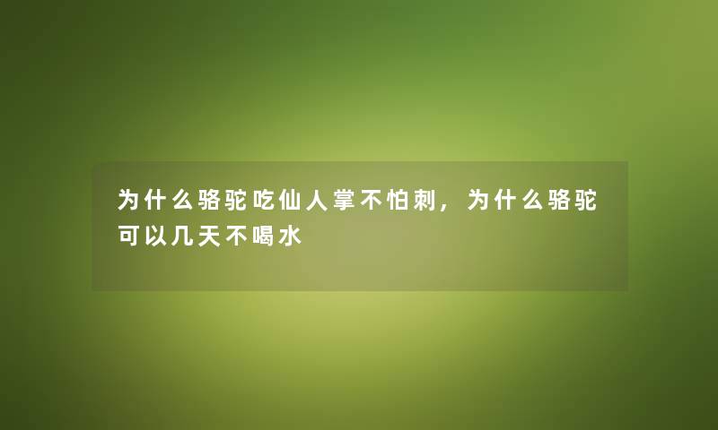 为什么骆驼吃仙人掌不怕刺,为什么骆驼可以几天不喝水 为什么骆驼吃仙人掌不怕刺,为什么骆驼可以几天不喝水