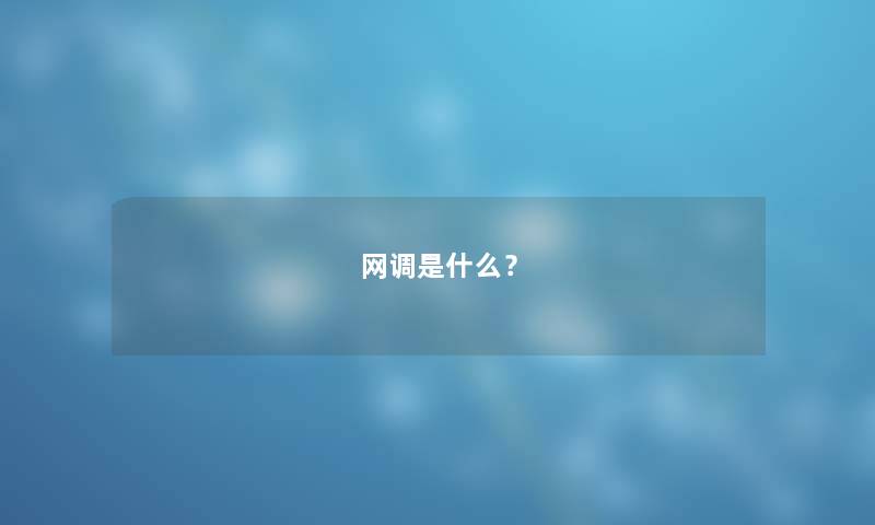 网调是什么？