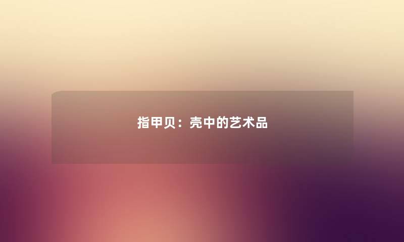 指甲贝：壳中的艺术品