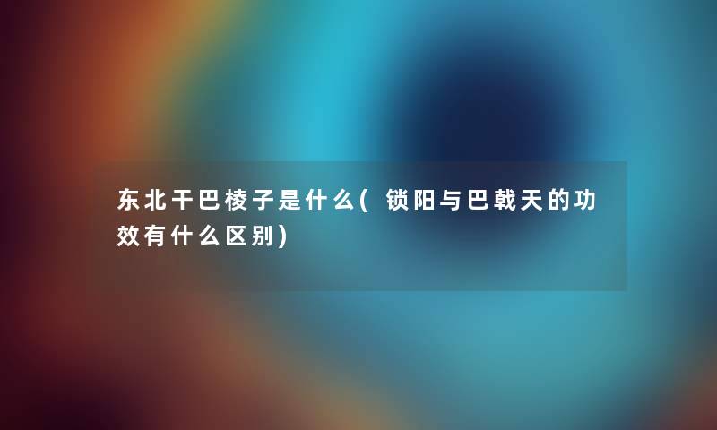 东北干巴棱子是什么(锁阳与巴戟天的功效有什么区别) 东北干巴棱子是什么(锁阳与巴戟天的功效有什么区别)