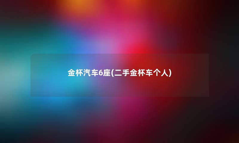 金杯汽车6座(二手金杯车个人)