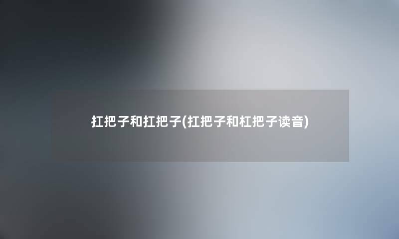 扛把子和扛把子(扛把子和杠把子读音)