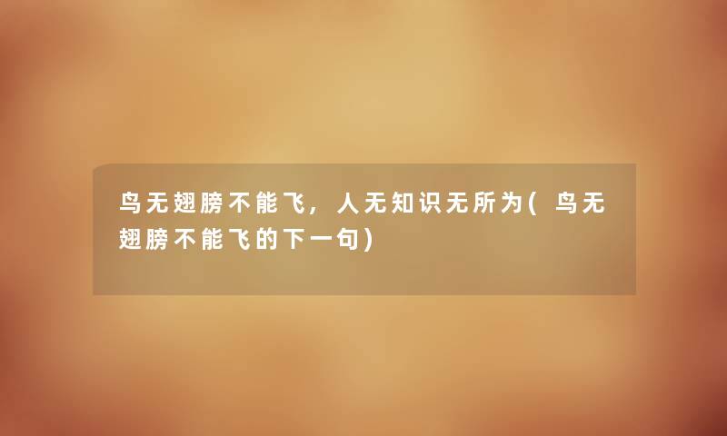 鸟无翅膀不能飞,人无知识无所为(鸟无翅膀不能飞的下一句)