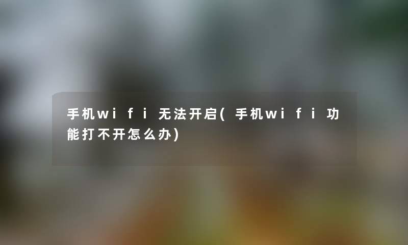 手机wifi无法开启(手机wifi功能打不开怎么办) 手机wifi无法开启(手机wifi功能打不开怎么办)