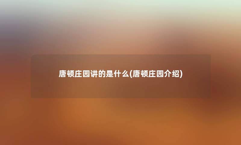 唐顿庄园讲的是什么(唐顿庄园介绍)