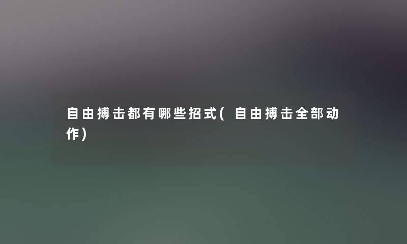 自由搏击都有哪些招式(自由搏击整理的动作) 自由搏击都有哪些招式(自由搏击整理的动作)