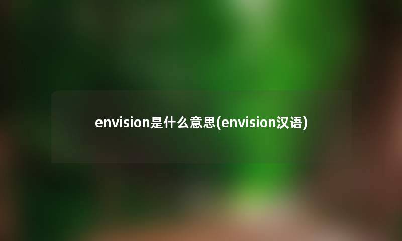 envision是什么意思(envision汉语)