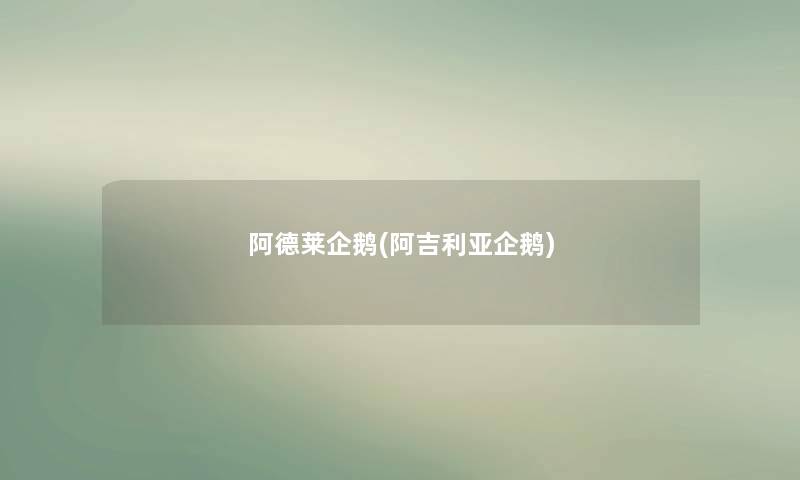 阿德莱企鹅(阿吉利亚企鹅) 阿德莱企鹅(阿吉利亚企鹅)