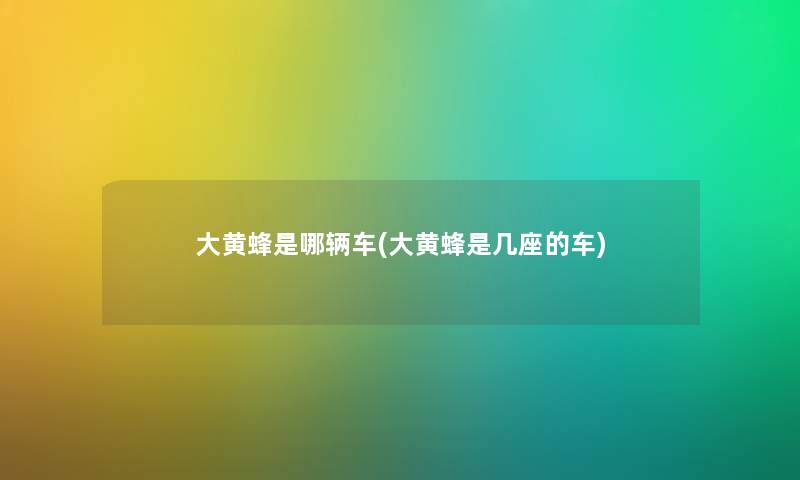 大黄蜂是哪辆车(大黄蜂是几座的车)
