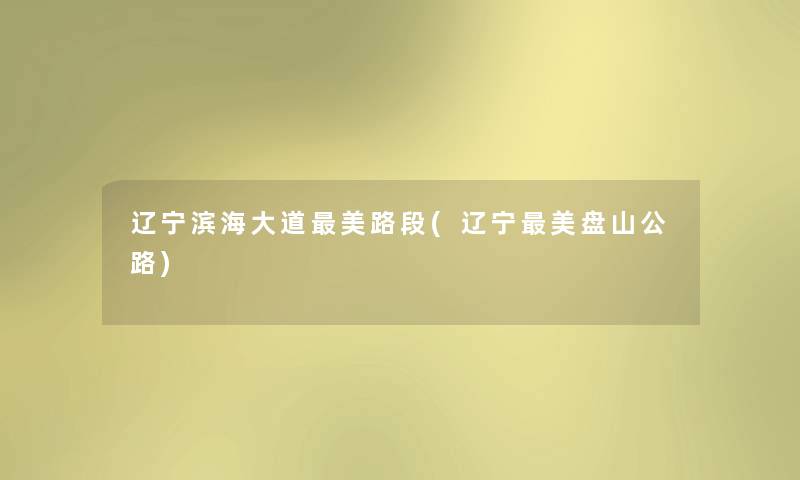 辽宁滨海大道美路段(辽宁美盘山公路) 辽宁滨海大道美路段(辽宁美盘山公路)