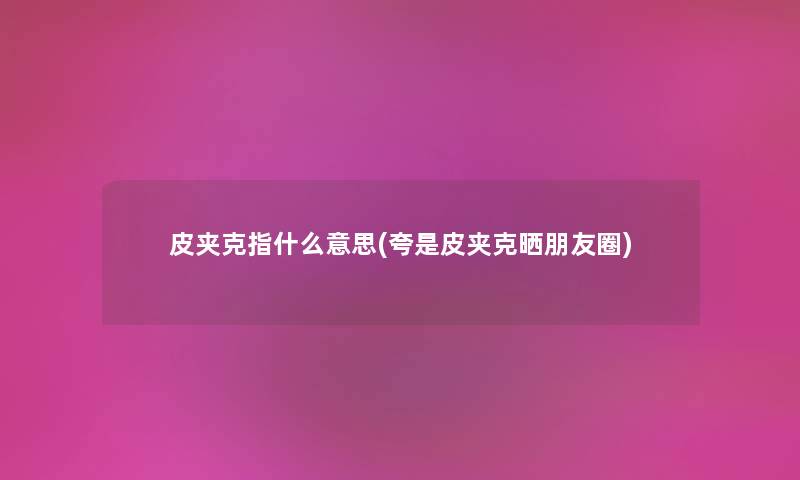 皮夹克指什么意思(夸是皮夹克晒朋友圈) 皮夹克指什么意思(夸是皮夹克晒朋友圈)