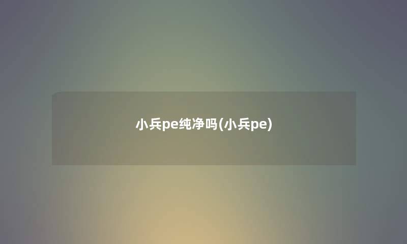 小兵pe纯净吗(小兵pe) 小兵pe纯净吗(小兵pe)