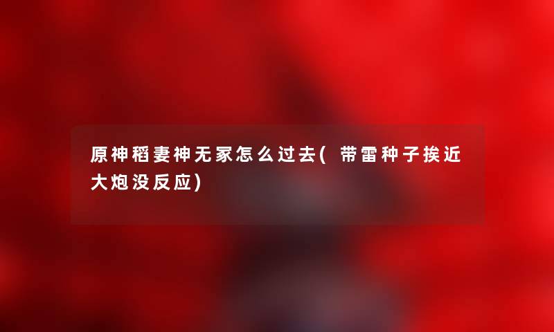 原神稻妻神无冢怎么过去(带雷种子挨近大炮没反应) 原神稻妻神无冢怎么过去(带雷种子挨近大炮没反应)