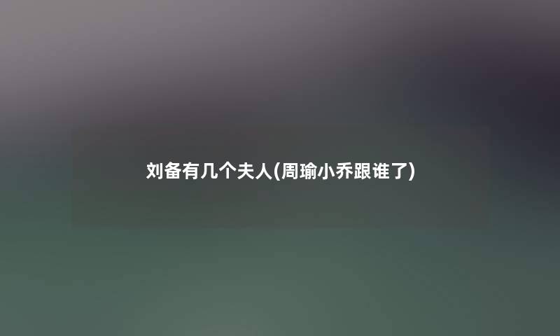 刘备有几个夫人(周瑜小乔跟谁了) 刘备有几个夫人(周瑜小乔跟谁了)