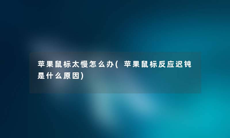 苹果鼠标太慢怎么办(苹果鼠标反应迟钝是什么原因)