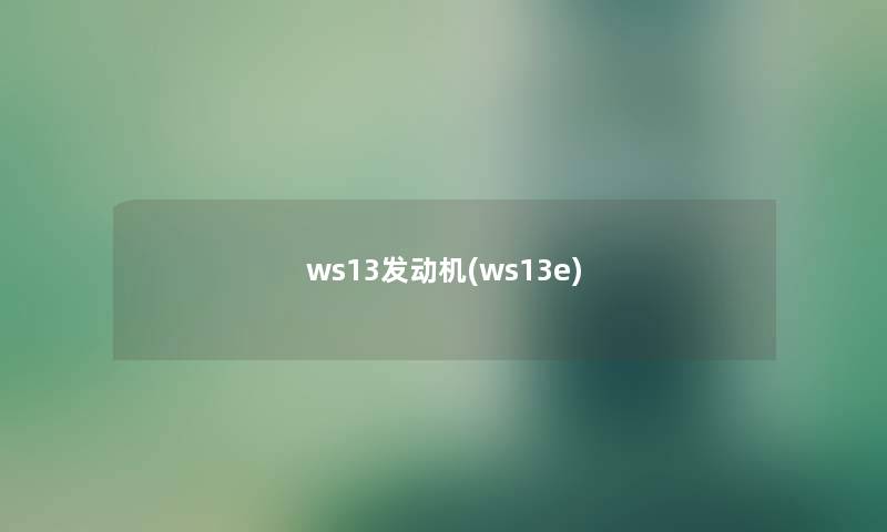 ws13发动机(ws13e) ws13发动机(ws13e)