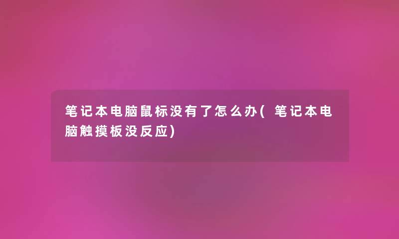 笔记本电脑鼠标没有了怎么办(笔记本电脑触摸板没反应) 笔记本电脑鼠标没有了怎么办(笔记本电脑触摸板没反应)