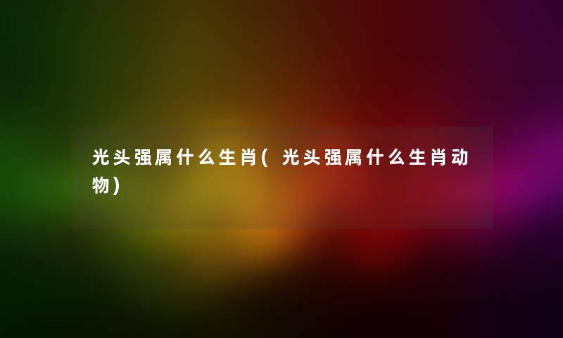 光头强属什么生肖(光头强属什么生肖动物) 光头强属什么生肖(光头强属什么生肖动物)