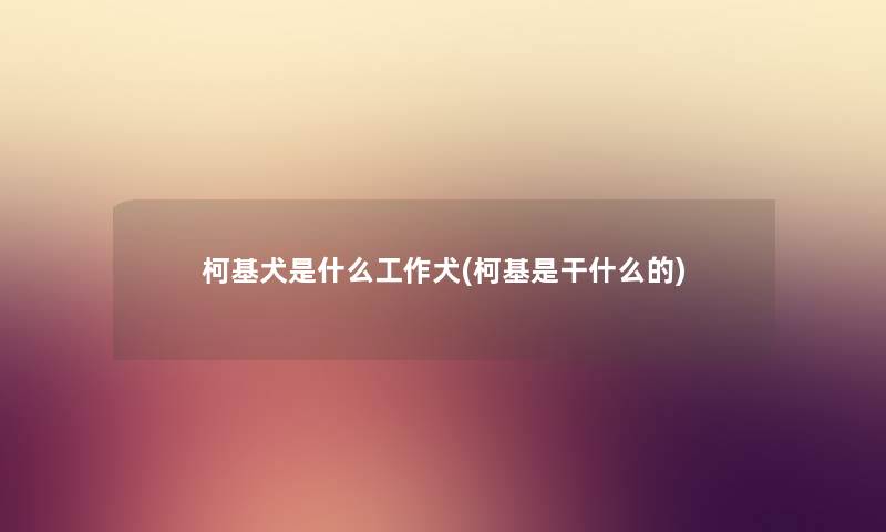 柯基犬是什么工作犬(柯基是干什么的) 柯基犬是什么工作犬(柯基是干什么的)