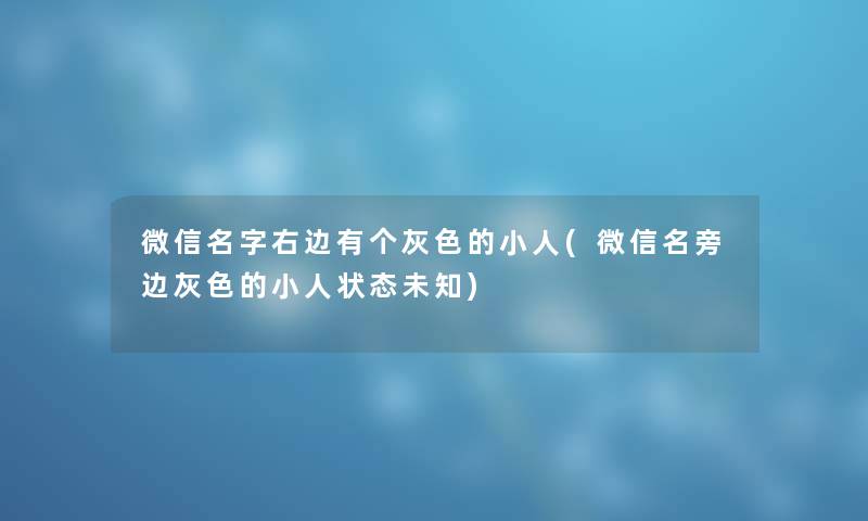 微信名字右边有个灰色的小人(微信名旁边灰色的小人状态未知) 微信名字右边有个灰色的小人(微信名旁边灰色的小人状态未知)
