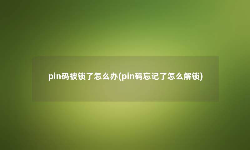 pin码被锁了怎么办(pin码忘记了怎么解锁) pin码被锁了怎么办(pin码忘记了怎么解锁)
