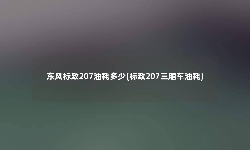 东风标致207油耗多少(标致207三厢车油耗) 东风标致207油耗多少(标致207三厢车油耗)