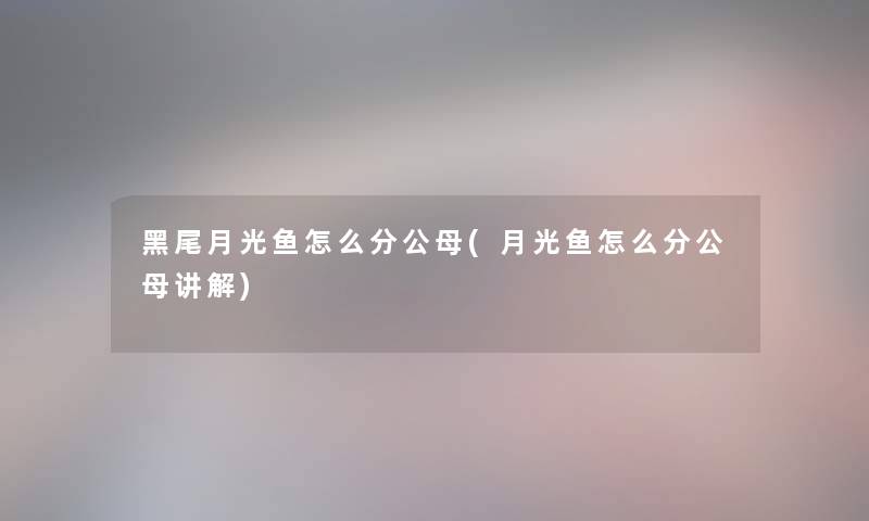 黑尾月光鱼怎么分公母(月光鱼怎么分公母讲解) 黑尾月光鱼怎么分公母(月光鱼怎么分公母讲解)