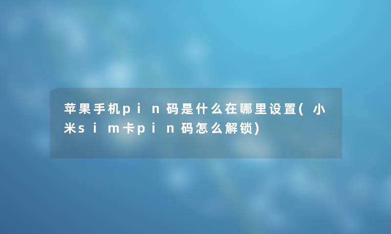 苹果手机pin码是什么在哪里设置(小米sim卡pin码怎么解锁) 苹果手机pin码是什么在哪里设置(小米sim卡pin码怎么解锁)