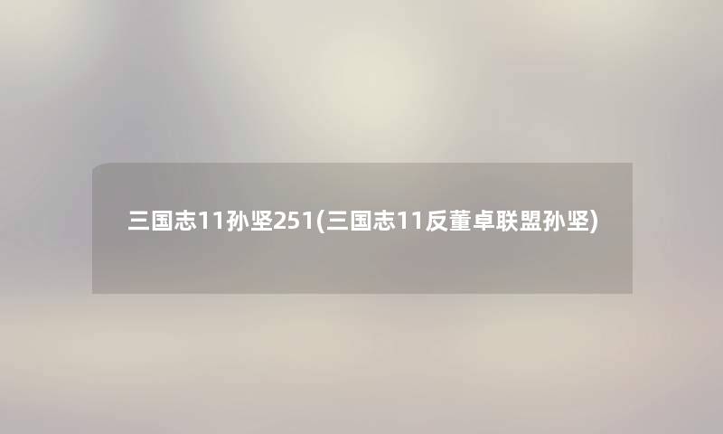 三国志11孙坚251(三国志11反董卓联盟孙坚) 三国志11孙坚251(三国志11反董卓联盟孙坚)
