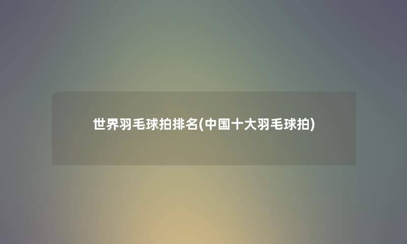 世界羽毛球拍推荐(中国一些羽毛球拍) 世界羽毛球拍推荐(中国一些羽毛球拍)