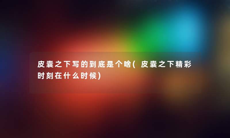 皮囊之下写的到底是个啥(皮囊之下精彩时刻在什么时候) 皮囊之下写的到底是个啥(皮囊之下精彩时刻在什么时候)