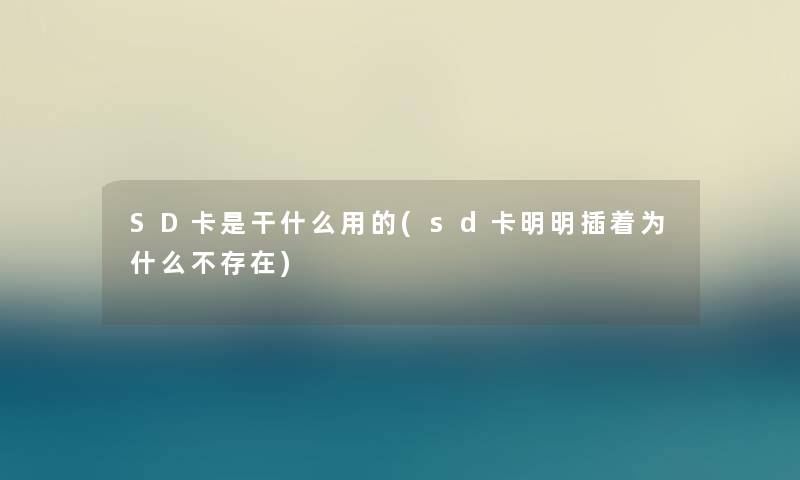 SD卡是干什么用的(sd卡明明插着为什么不存在) SD卡是干什么用的(sd卡明明插着为什么不存在)