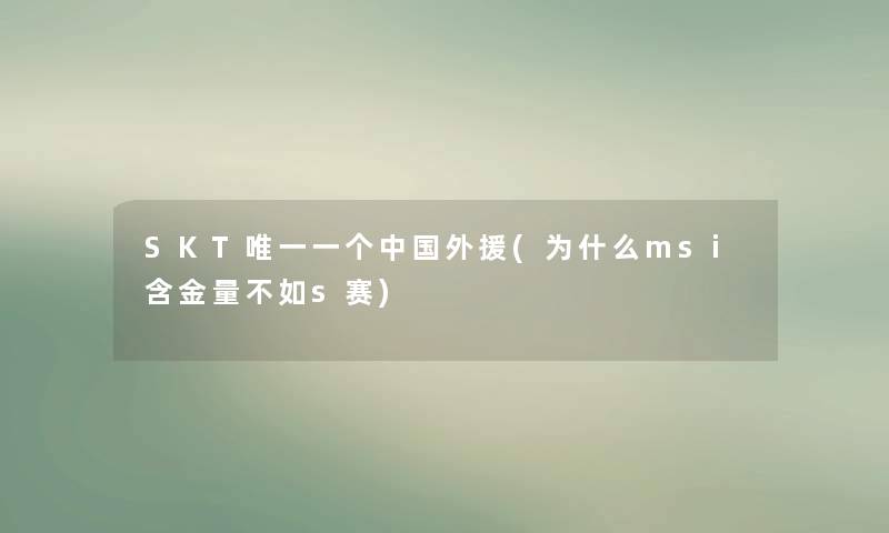 SKT唯一一个中国外援(为什么msi含金量不如s赛) SKT唯一一个中国外援(为什么msi含金量不如s赛)