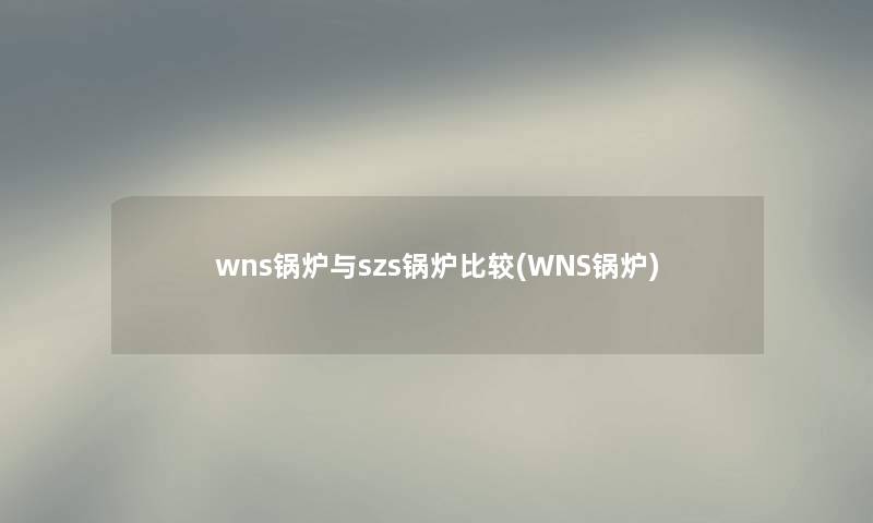 wns锅炉与szs锅炉比较(WNS锅炉)