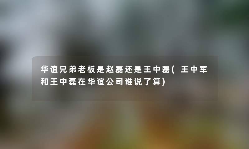华谊兄弟老板是赵磊还是王中磊(王中军和王中磊在华谊公司谁说了算) 华谊兄弟老板是赵磊还是王中磊(王中军和王中磊在华谊公司谁说了算)