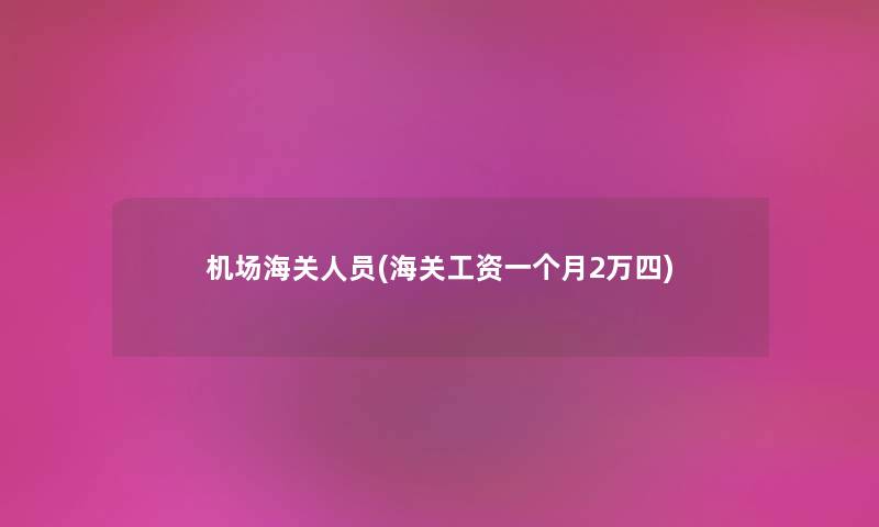 机场海关人员(海关工资一个月2万四) 机场海关人员(海关工资一个月2万四)