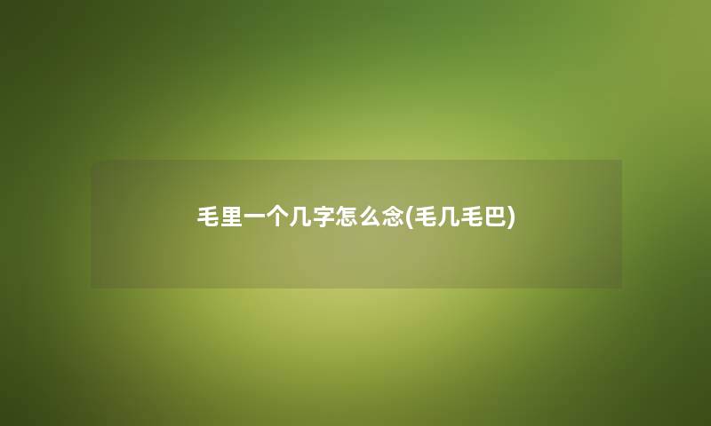 毛里一个几字怎么念(毛几毛巴) 毛里一个几字怎么念(毛几毛巴)