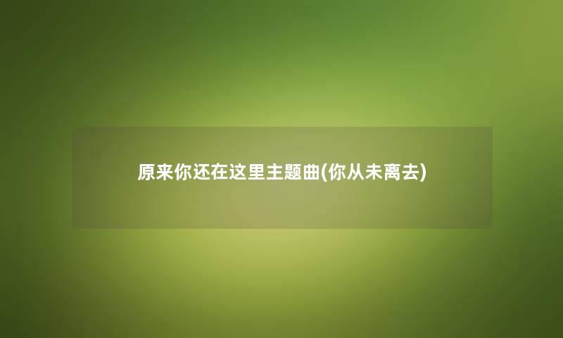 原来你还在这里主题曲(你从未离去) 原来你还在这里主题曲(你从未离去)