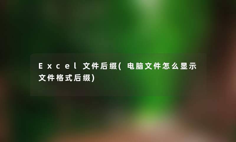 Excel文件后缀(电脑文件怎么显示文件格式后缀) Excel文件后缀(电脑文件怎么显示文件格式后缀)