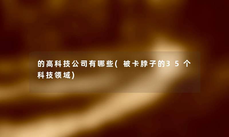 的高科技公司有哪些(被卡脖子的35个科技领域) 的高科技公司有哪些(被卡脖子的35个科技领域)