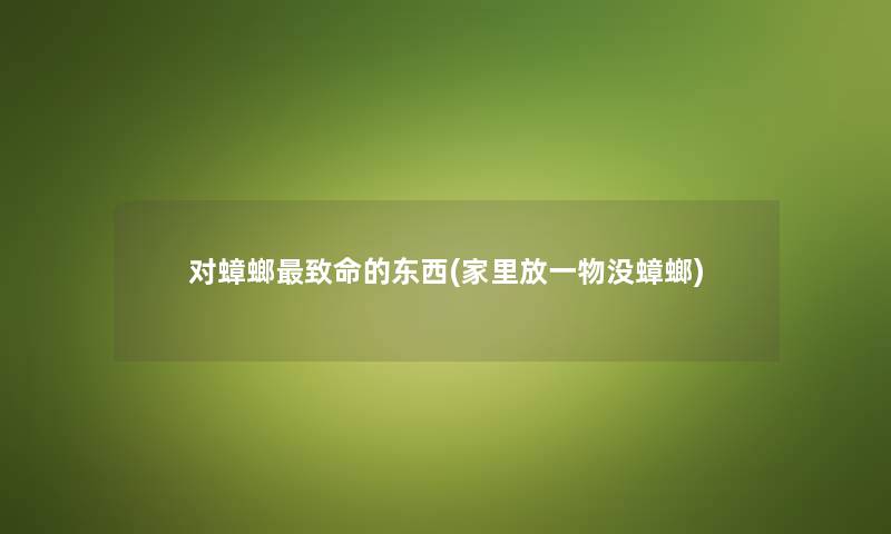 对蟑螂致命的东西(家里放一物没蟑螂) 对蟑螂致命的东西(家里放一物没蟑螂)