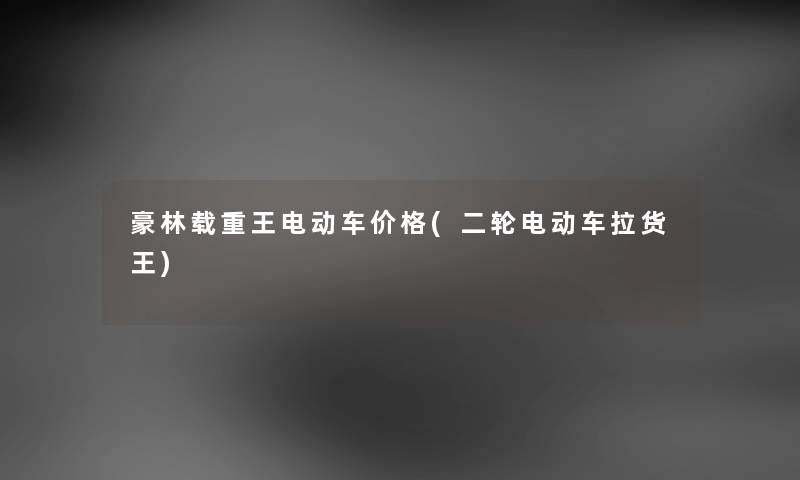 豪林载重王电动车价格(二轮电动车拉货王) 豪林载重王电动车价格(二轮电动车拉货王)