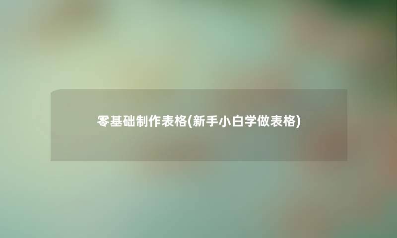 零基础制作表格(新手小白学做表格) 零基础制作表格(新手小白学做表格)