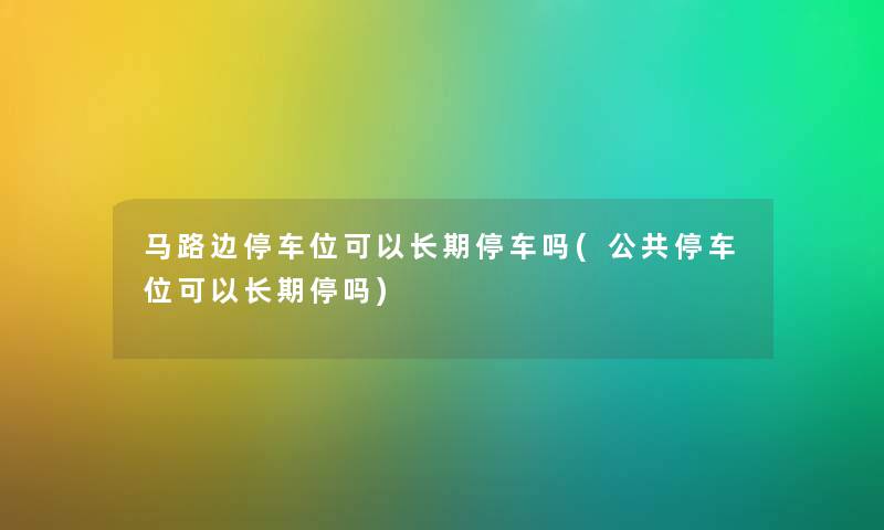 马路边停车位可以长期停车吗(公共停车位可以长期停吗)