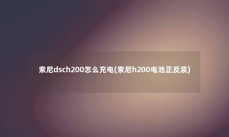 索尼dsch200怎么充电(索尼h200电池正反装) 索尼dsch200怎么充电(索尼h200电池正反装)