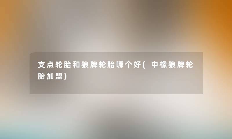 支点轮胎和狼牌轮胎哪个好(中橡狼牌轮胎加盟) 支点轮胎和狼牌轮胎哪个好(中橡狼牌轮胎加盟)