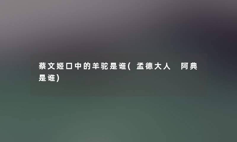 蔡文姬口中的羊驼是谁(孟德大人 阿典是谁) 蔡文姬口中的羊驼是谁(孟德大人 阿典是谁)