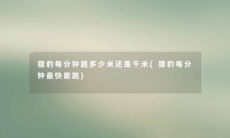 猎豹每分钟跑多少米还是千米(猎豹每分钟快能跑) 猎豹每分钟跑多少米还是千米(猎豹每分钟快能跑)