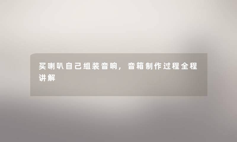 买喇叭自己组装音响,音箱制作过程全程讲解 买喇叭自己组装音响,音箱制作过程全程讲解